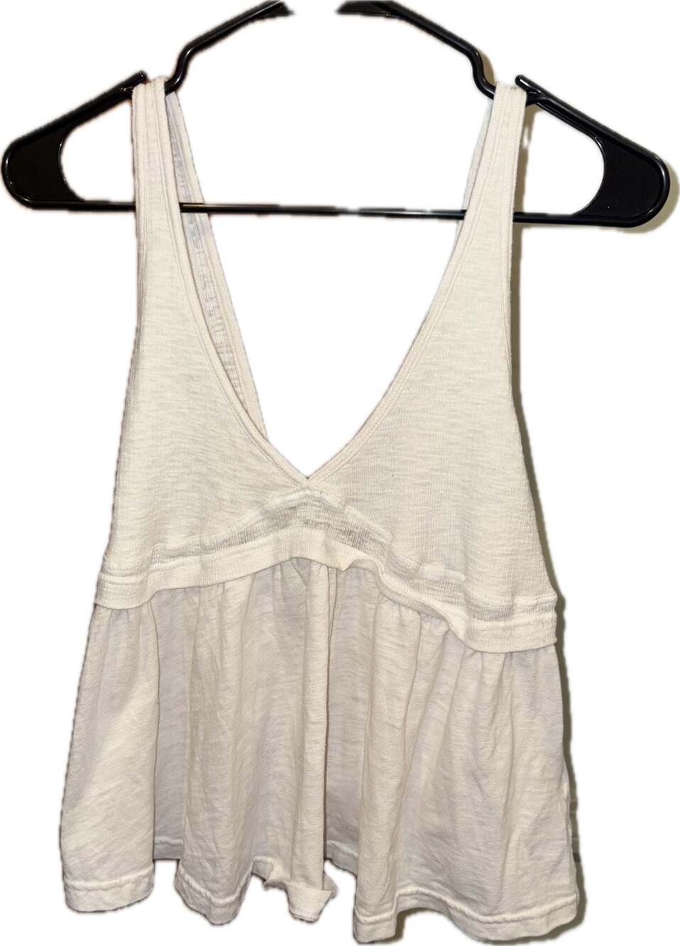 Free People White Zinia V-Neck Babydoll Tank Top